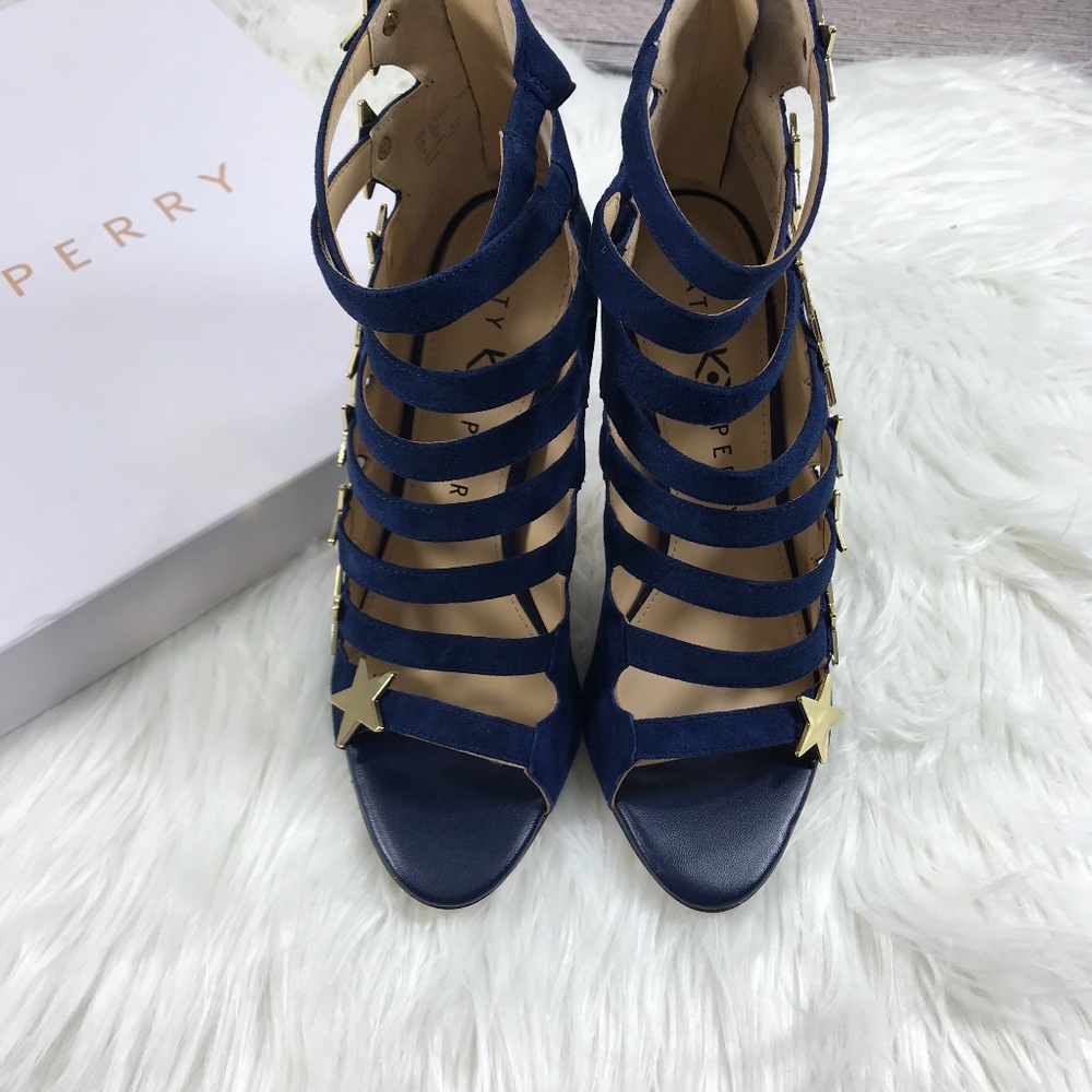 Katy Perry "THE SUEDE STELLA" Navy Gold Heel - Picture 2 of 8